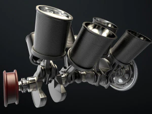 W8 Engine Working Animated 3D Model