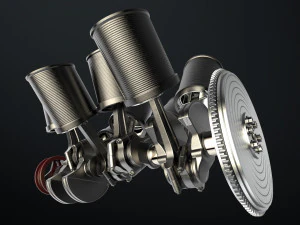 W8 Engine Working Animated 3D Model