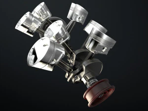 W8 Engine Working Animated 3D Model