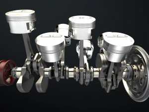 W8 Engine Working Animated 3D Model