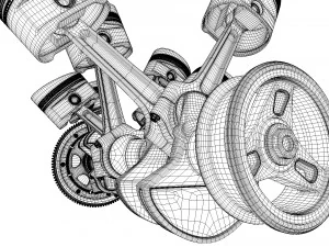 W8 Engine Working Animated 3D Model