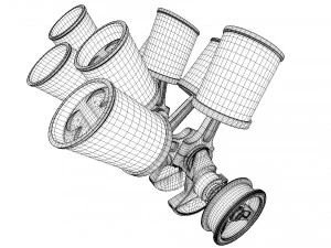 W8 Engine Working Animated 3D Model