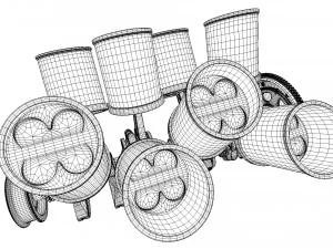 W8 Engine Working Animated 3D Model