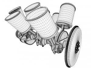 W8 Engine Working Animated 3D Model