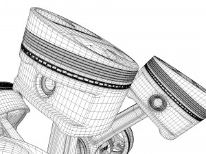 W8 Engine Working Animated 3Dモデル