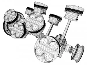 W8 Engine Working Animated 3D Model