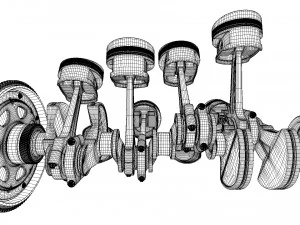 W8 Engine Working Animated 3D Model