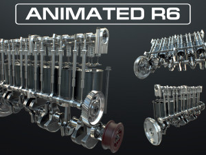 INLINE6 Engine Working Animated 3D Model