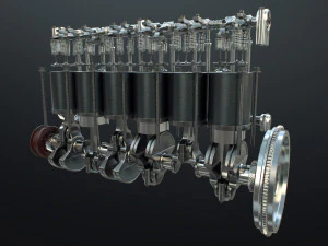 INLINE6 Engine Working Animated 3D Model