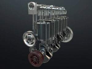 INLINE6 Engine Working Animated 3D Model