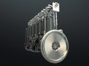 INLINE6 Engine Working Animated 3D Model