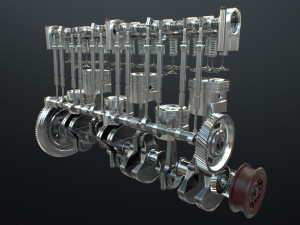 INLINE6 Engine Working Animated 3D मॉडल