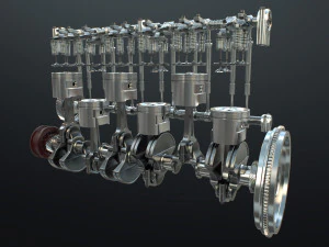 INLINE6 Engine Working Animated 3D Model