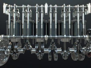 INLINE6 Engine Working Animated 3D Model