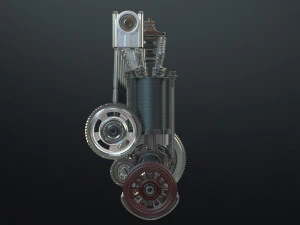 INLINE6 Engine Working Animated 3D Model