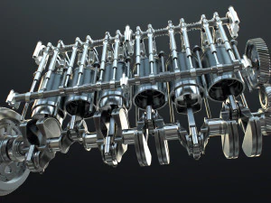 INLINE6 Engine Working Animated 3D Model