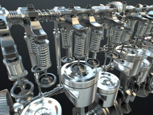 INLINE6 Engine Working Animated 3D Model