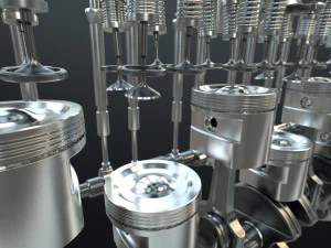 INLINE6 Engine Working Animated 3D Model