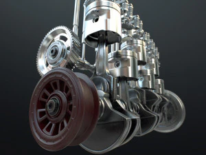 INLINE6 Engine Working Animated 3D Model
