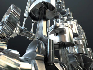 INLINE6 Engine Working Animated 3D Model