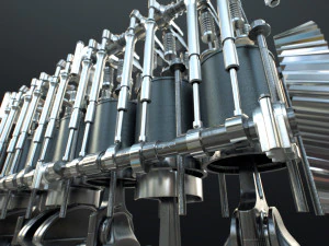 INLINE6 Engine Working Animated 3D Model