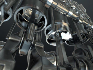 INLINE6 Engine Working Animated 3D Model