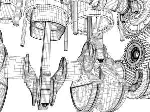 INLINE6 Engine Working Animated 3D Model