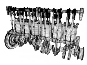 INLINE6 Engine Working Animated 3D Model