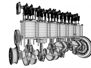 INLINE6 Engine Working Animated 3D Model