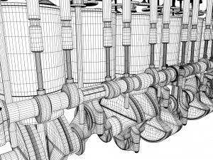 INLINE6 Engine Working Animated 3D Model