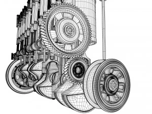 INLINE6 Engine Working Animated 3D Model