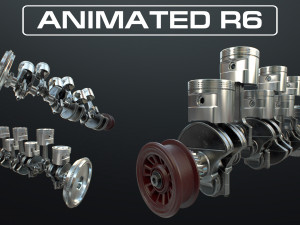 INLINE6 Engine Working Animated 3D Model