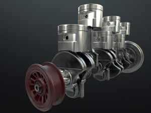 INLINE6 Engine Working Animated 3D Model