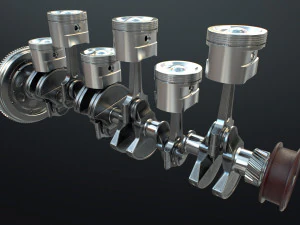 INLINE6 Engine Working Animated 3D Model