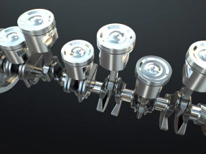 INLINE6 Engine Working Animated 3D Model