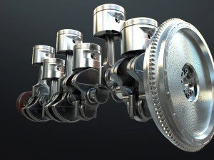 INLINE6 Engine Working Animated 3D Model