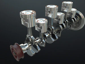 INLINE6 Engine Working Animated 3D Model