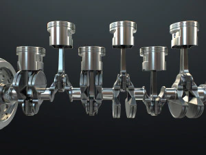 INLINE6 Engine Working Animated 3D Model