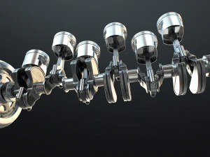 INLINE6 Engine Working Animated 3D Model