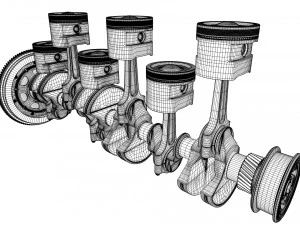 INLINE6 Engine Working Animated 3D Model