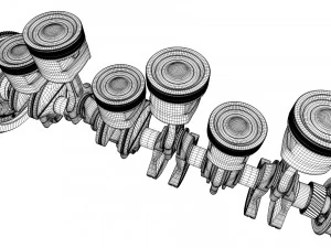 INLINE6 Engine Working Animated 3D Model