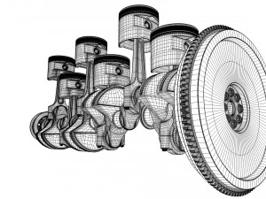 INLINE6 Engine Working Animated 3D Model