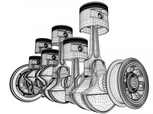 INLINE6 Engine Working Animated 3D Model