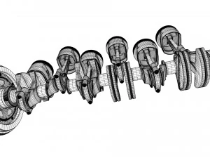 INLINE6 Engine Working Animated 3D Model