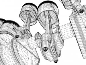 INLINE6 Engine Working Animated 3D Model