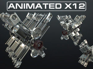 X12 Motor &Ccedil;alışma Animasyonu 3D Model