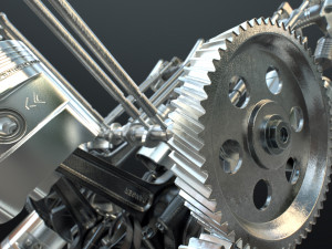 X12 Engine Working Animated 3D Модель