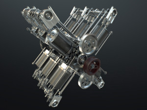 X12 Engine Working Animated 3D Модель