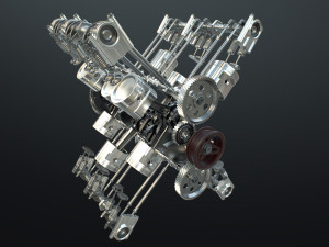 X12 Engine Working Animated 3D Модель