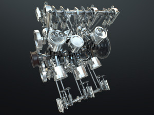 X12 Engine Working Animated 3D Модель
